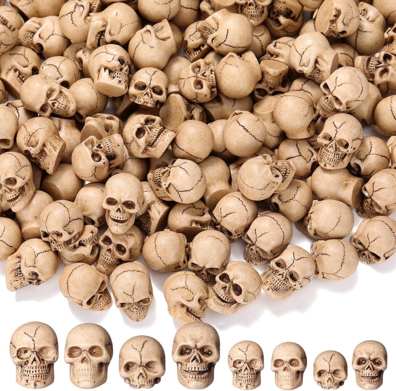 40 Pcs Halloween Mini Skulls Miniature Resin Skeleton Heads Figurine Bulk Creepy Mini Skull Statues Decorations for Halloween Miniature Dollhouse Garden Vase Table Decor Party Favor